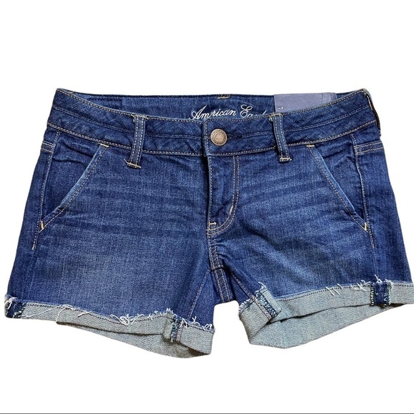 American Eagle Shorts Midi 3068 LOW-RISE BLUE SIZE 2 - Picture 1 of 8